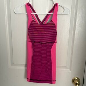 lululemon athletica Hot Pink and Black Striped Tank